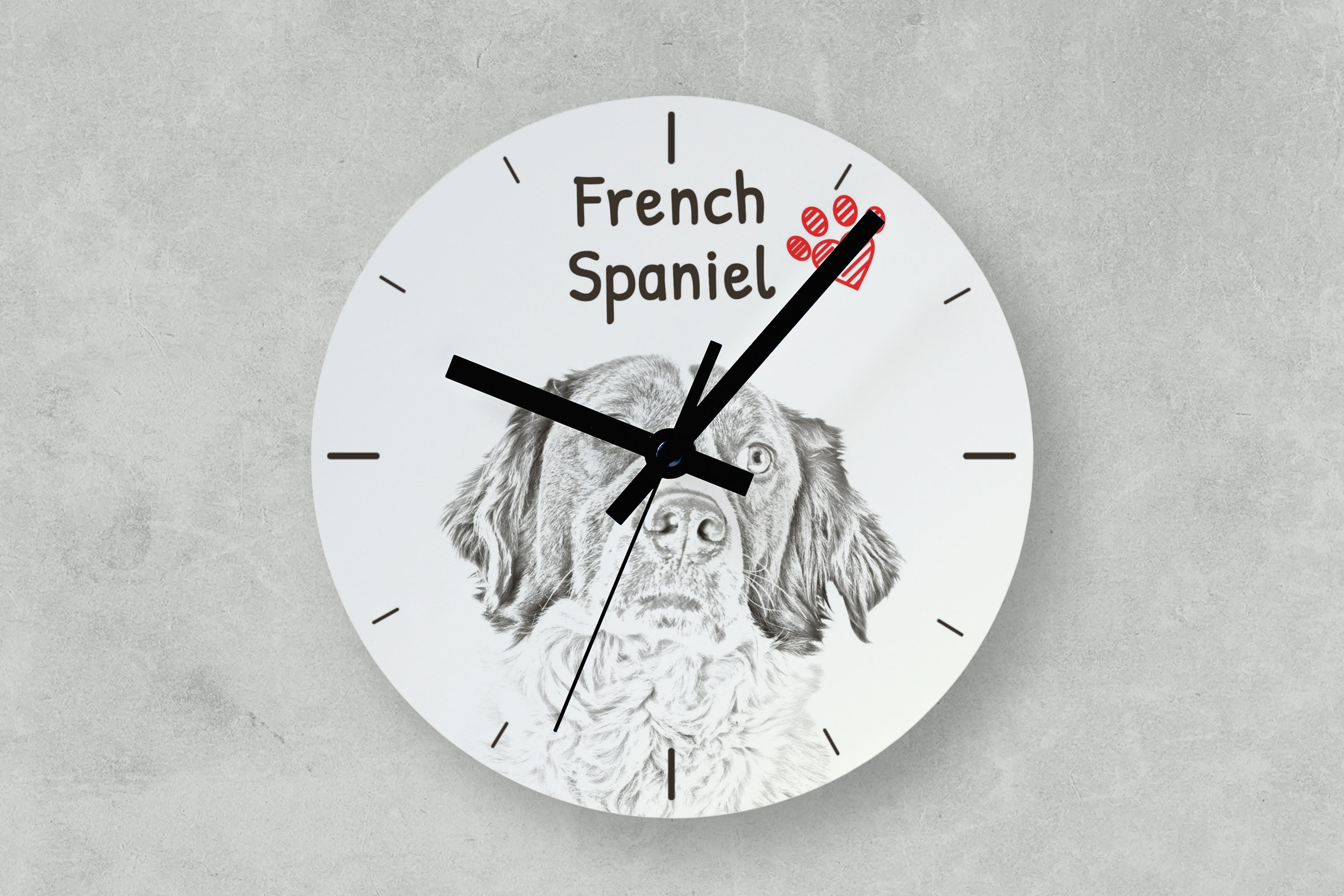 French Spaniel, French Setter, Canadian Setter - wall clock with a dog, shelf clock with a print, personalized home decoration from the Art-Dog brand