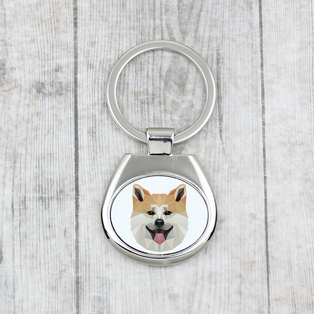 Akita, Akita Inu - geometric keychain with a photo and the inscription Art-Dog