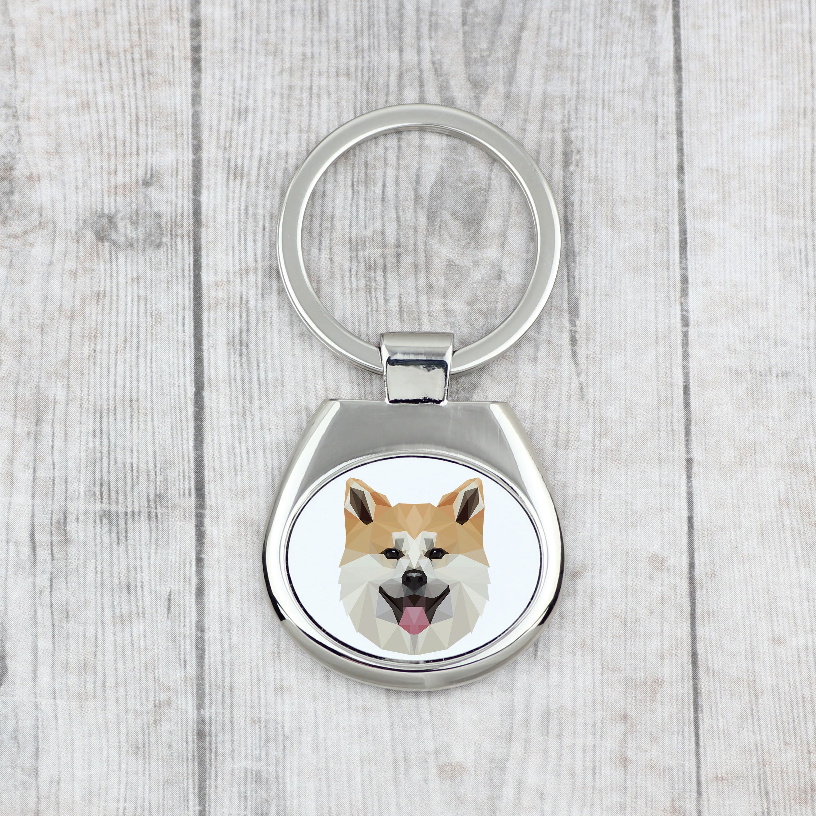 Akita, Akita Inu - geometric keychain with a photo and the inscription Art-Dog