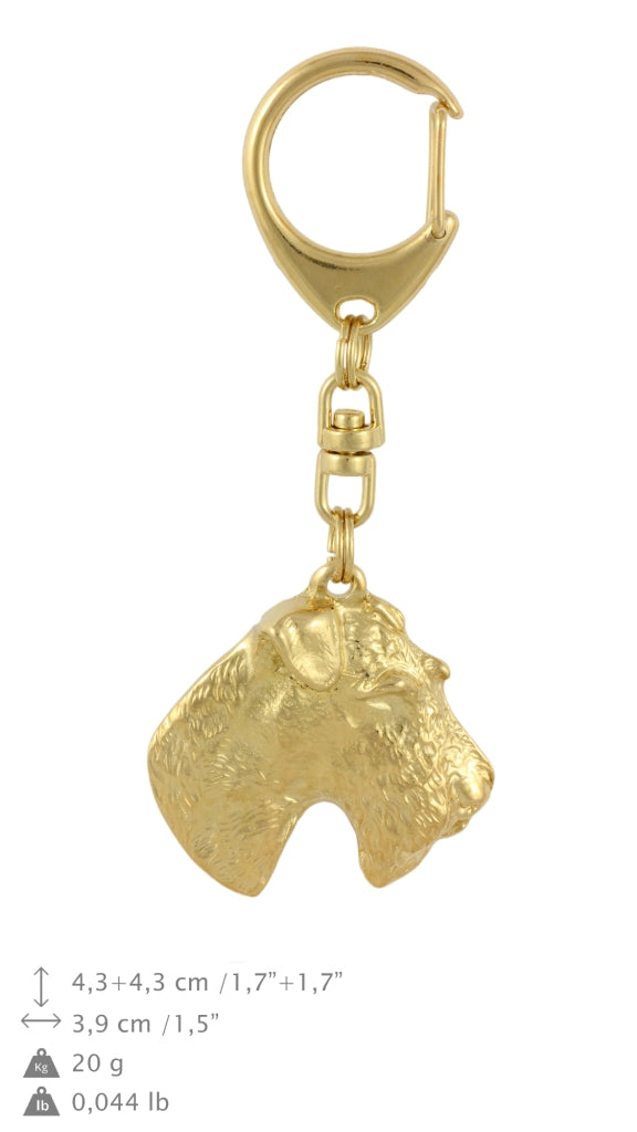 Fox Terrier Wire - Gilded key ring with dog, handbag decoration, luxury accessory by Art-Dog brand