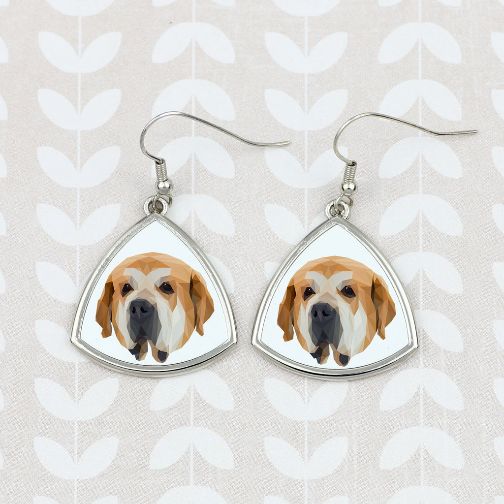 Spanish Mastiff, Mastín Español - earrings with a picture and the inscription geometric dog Art-Dog