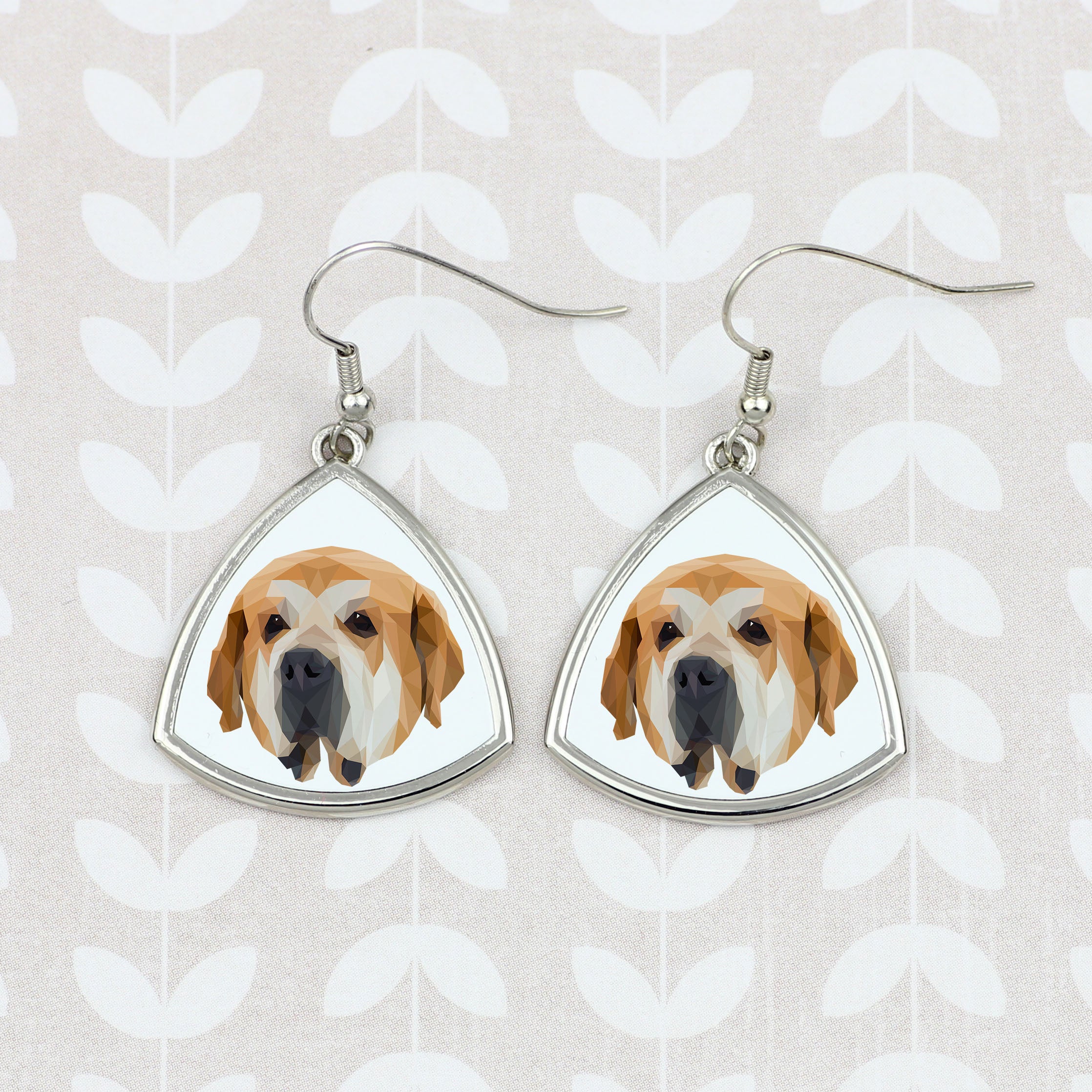 Spanish Mastiff, Mastín Español - earrings with a picture and the inscription geometric dog Art-Dog