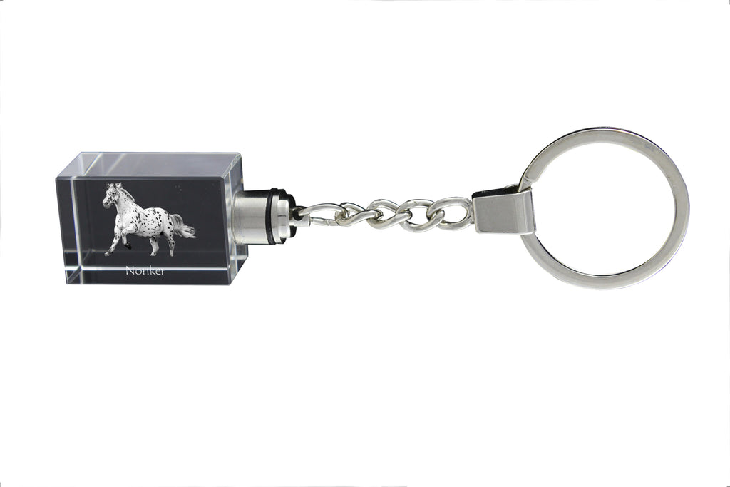 Noriker - Crystal pendant with photo of a horse, illuminated pendant, unique gift by Art-Dog brand