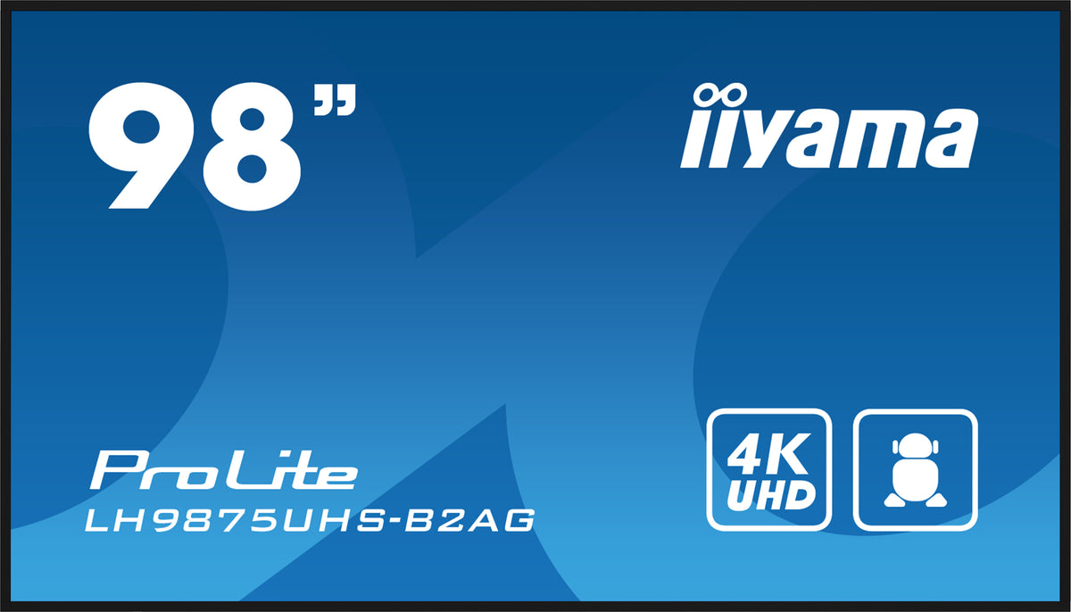 iiyama LH9875UHS-B2AG Écran d'affichage dynamique Écran plat de signalisation numérique 2,48 m (97.5") LED Wifi 500 cd/m² 4K Ultra HD Noir Intégré dans le processeur Android 11 24/7 - vue 2