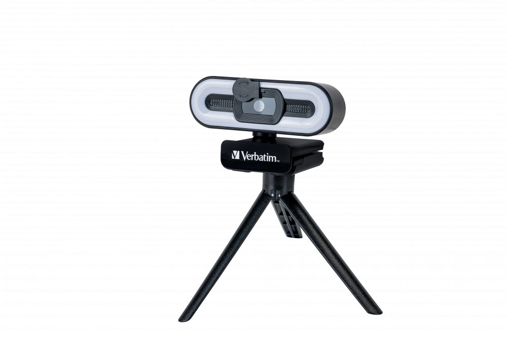 Verbatim AWC-02 Webcam Full HD 1080p USB 2.0, Rotation 360°, Éclairage Tactile, Noir