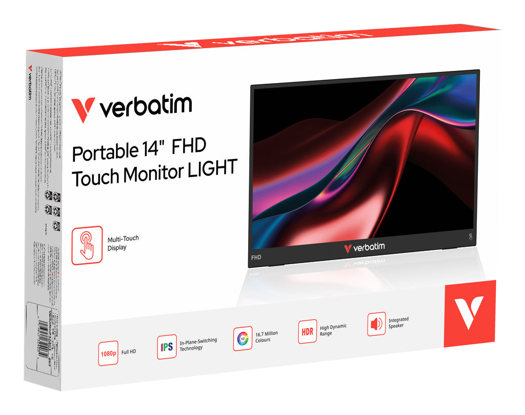 Verbatim Portable 14" FHD Touch Monitor LIGHT Moniteur portable Noir 35,6 cm (14") LCD 1920 x 1080 pixels - vue 6
