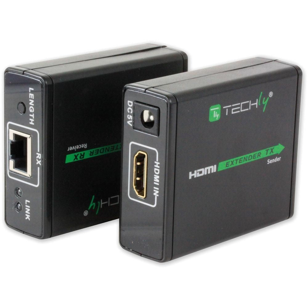 Techly IDATA EXT-E70 extension audio/video Émetteur et récepteur AV Noir
