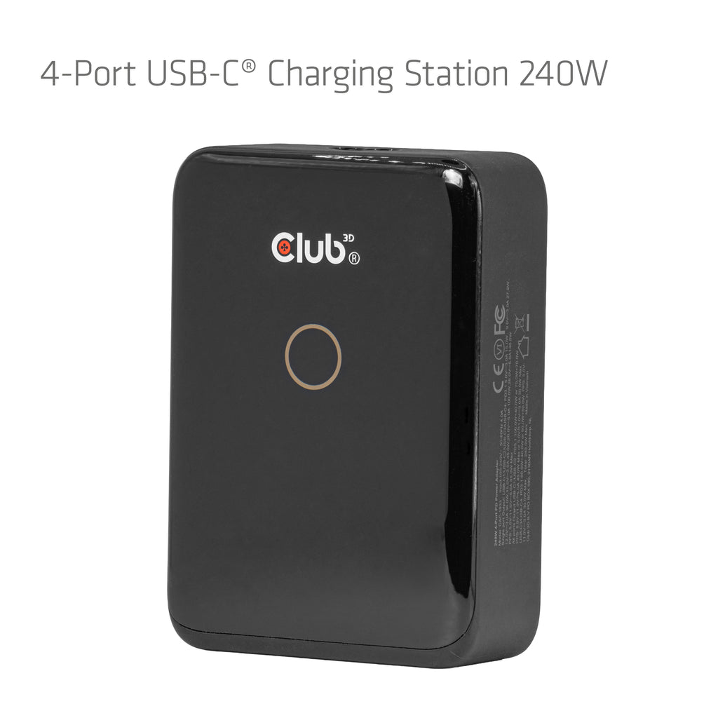 CLUB3D CAC-1933 Chargeur Universel Secteur Charge Rapide, 4 Ports USB-C, Noir