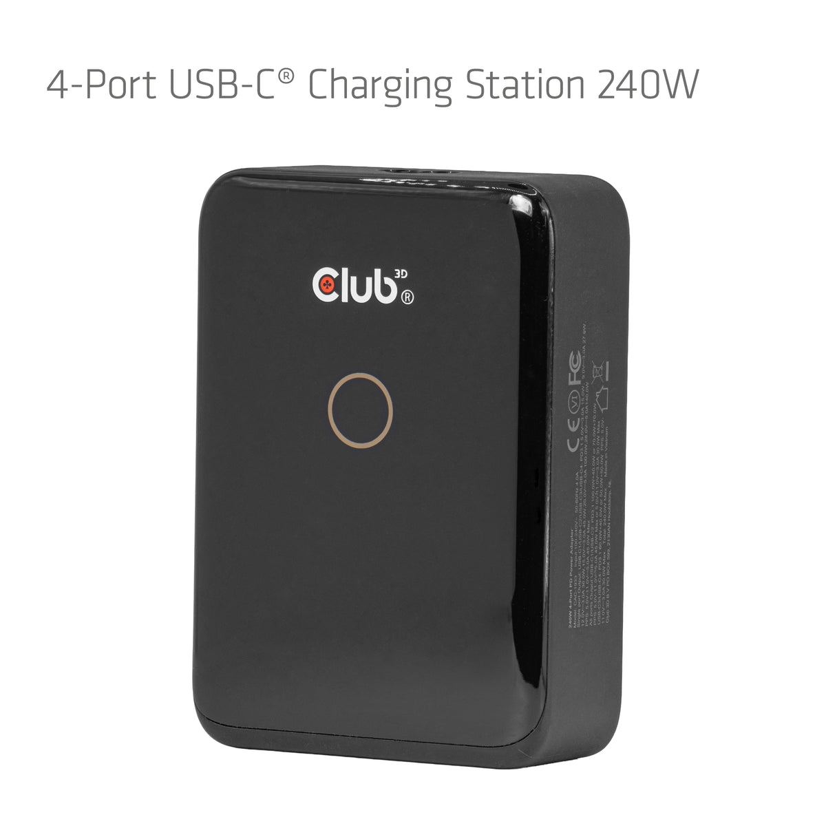 CLUB3D CAC-1933 Chargeur Universel Secteur Charge Rapide, 4 Ports USB-C, Noir
