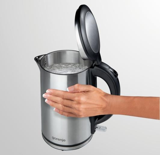 Gorenje K15DWS bouilloire 1,5 L 2200 W Noir, Acier inoxydable