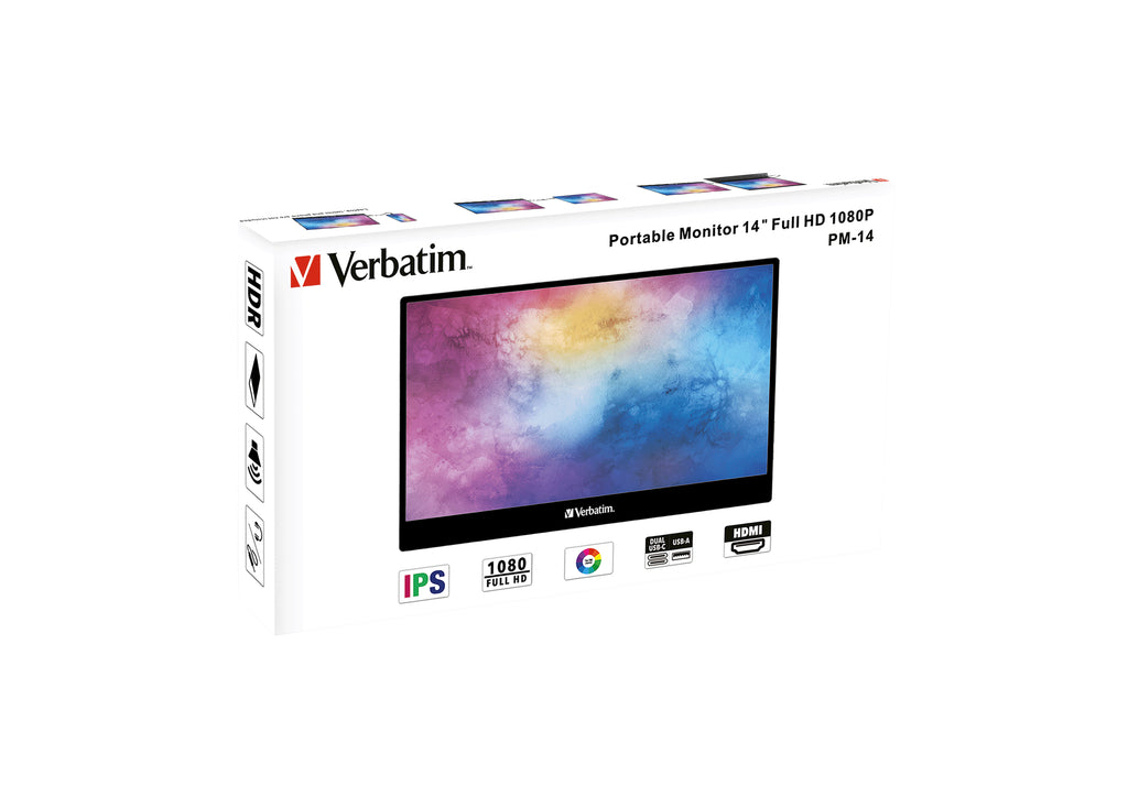Verbatim PM-14 Moniteur Portable 14 pouces IPS Full HD 1920 x 1080 HDMI USB-C