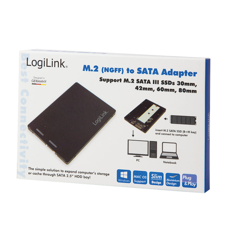 LogiLink AD0019 Adaptateur d'Interface Interne M.2 vers SATA, Noir