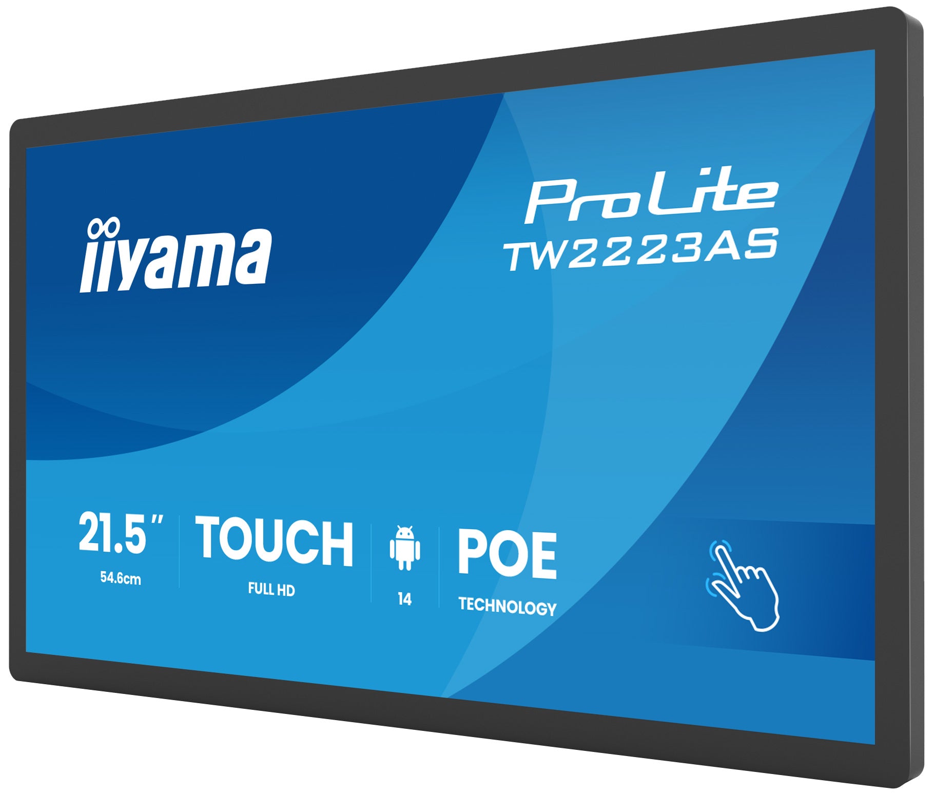 iiyama TW2223AS-B3P Écran d'affichage dynamique Écran plat interactif 54,6 cm (21.5") Wifi 450 cd/m² Full HD Noir Écran tactile Intégré dans le processeur Android 24/7