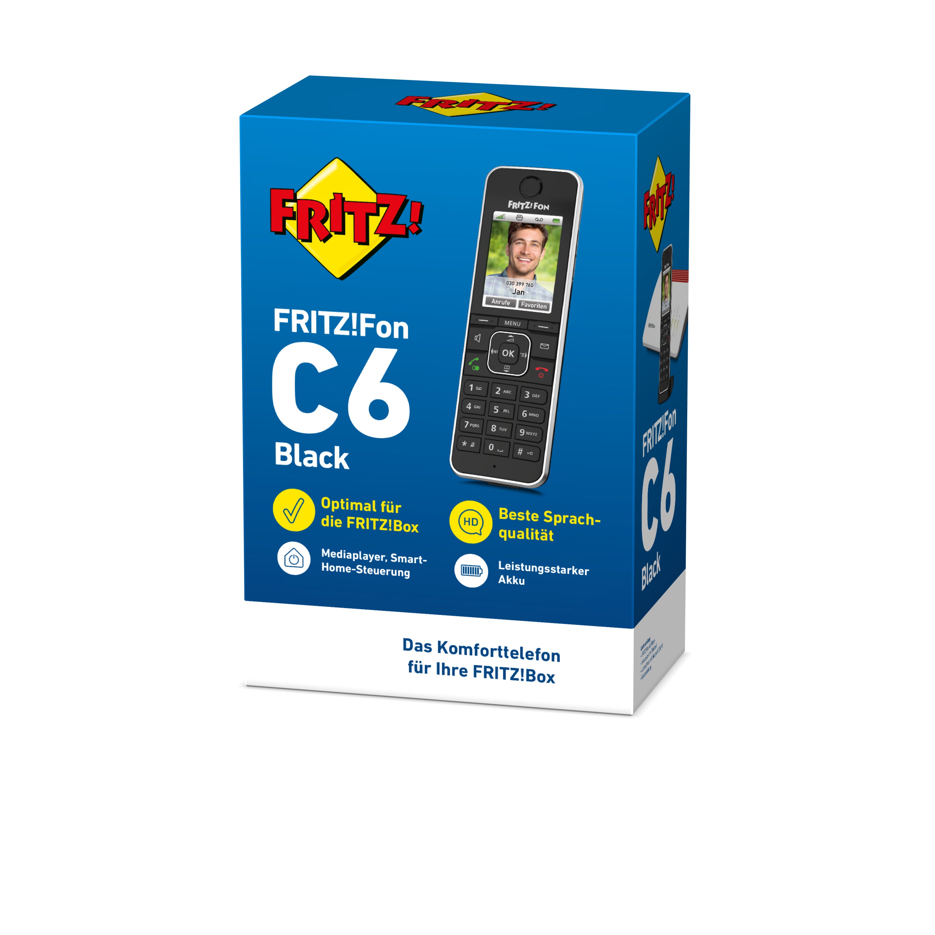 Fon FRITZ! C6 Téléphone DECT Identification de l'appelant Noir
