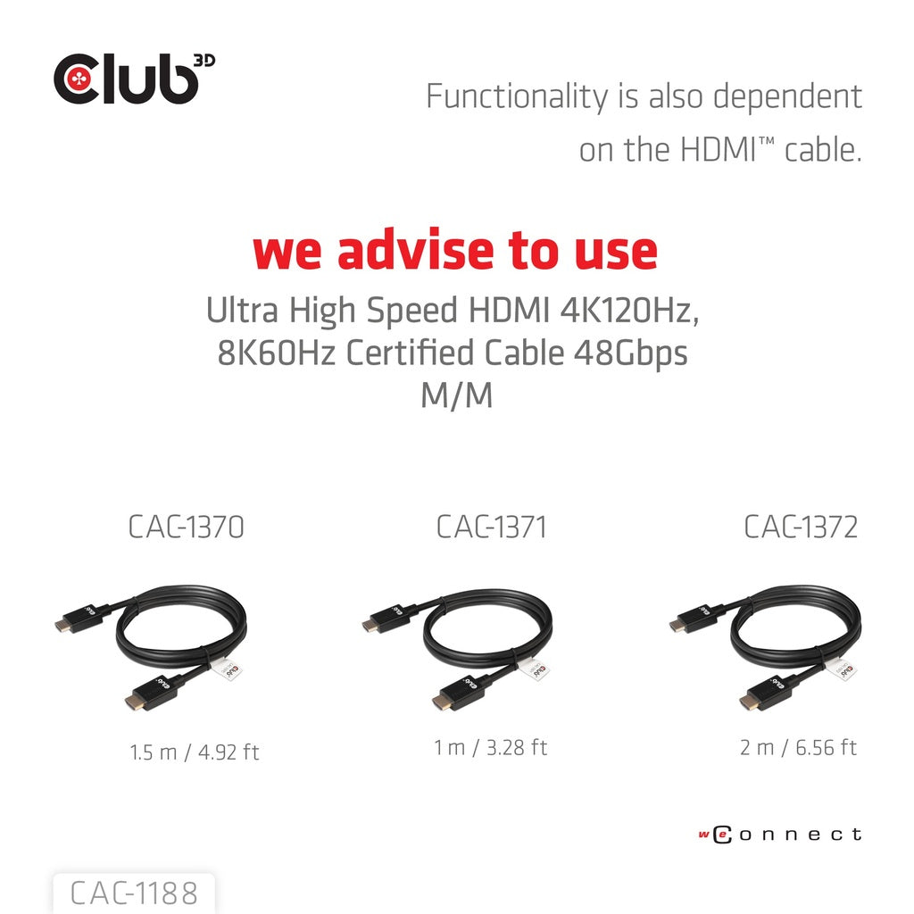 CLUB3D CAC-1188 câble vidéo et adaptateur 0,09 m Mini DisplayPort HDMI Noir