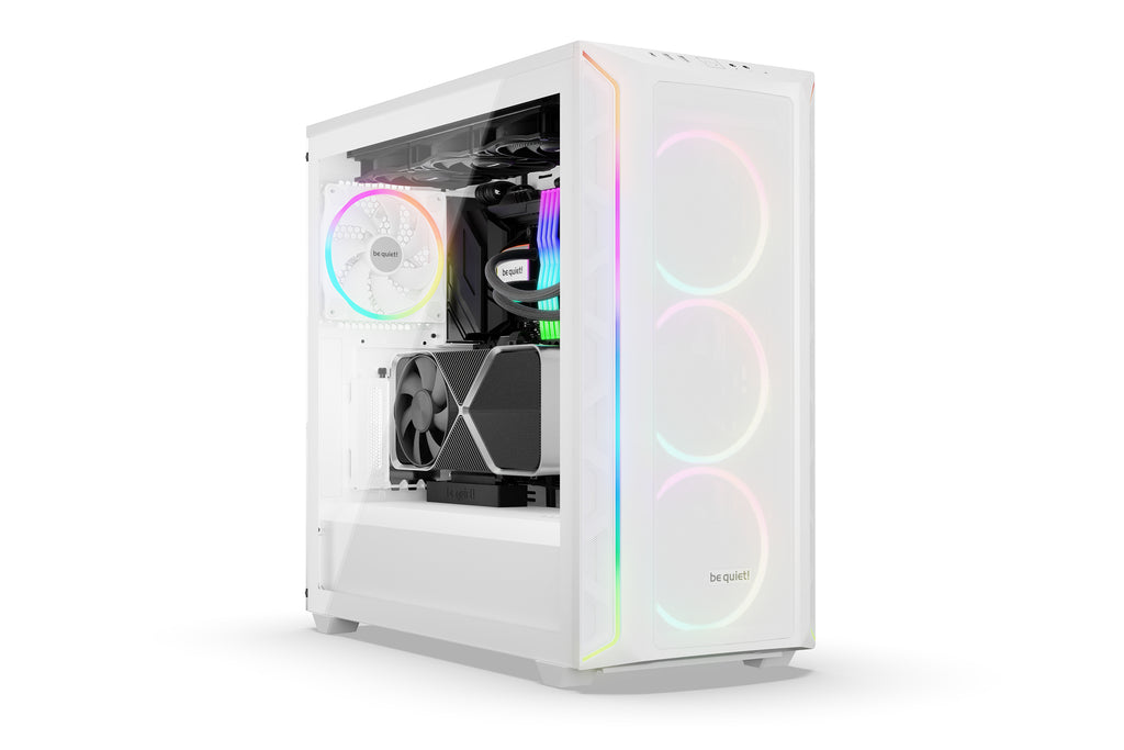 be quiet! Shadow Base 800 Blanc | Boîtier PC ARGB vitré, Mini ITX / Micro ATX / ATX / E-ATX, 4 ventilateurs Light Wings 