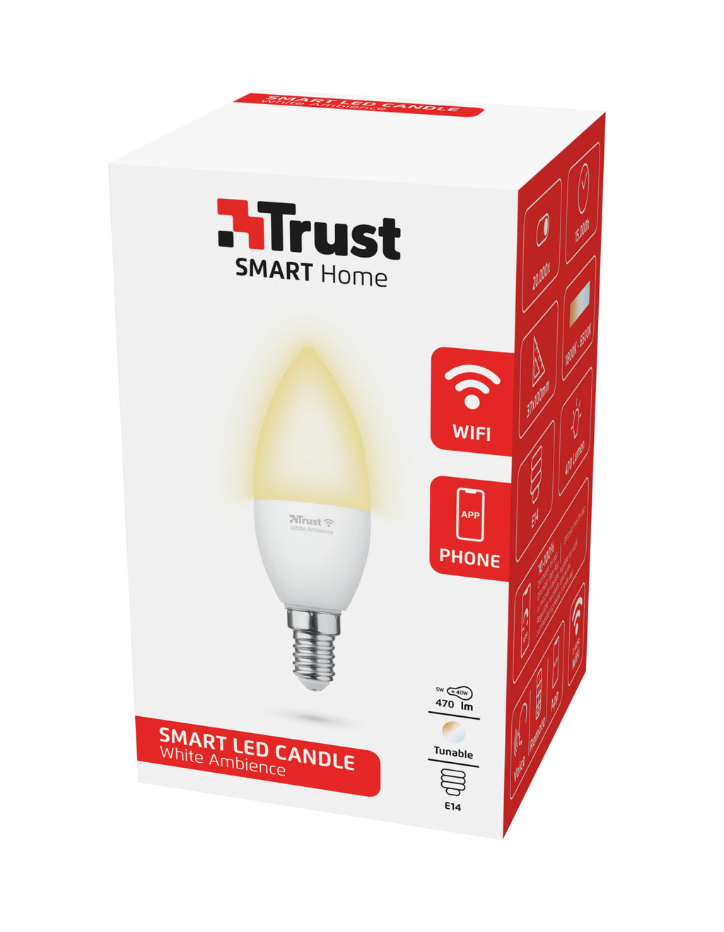 Trust 71284 Ampoule Intelligente Wi-Fi, Blanc