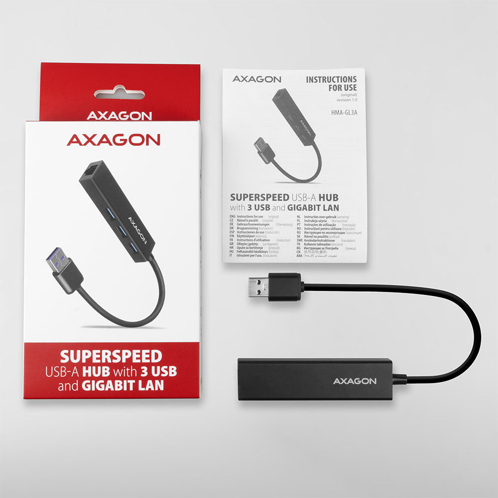 AXAGON HMA-GL3A Hub 3 porte USB