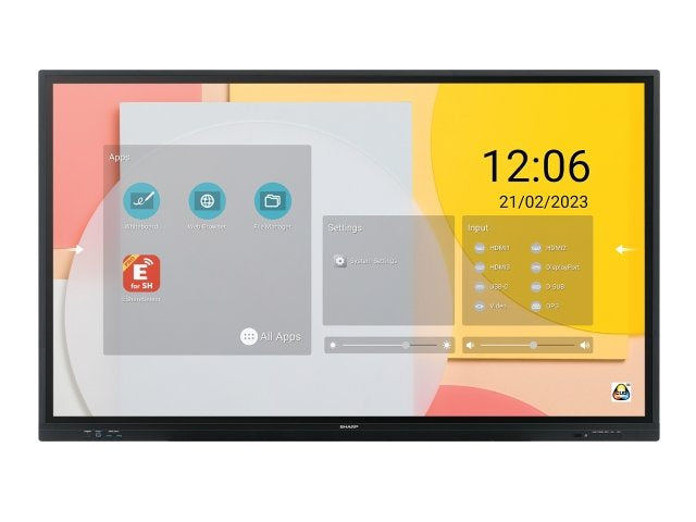 Sharp PN-LC862 Écran plat de signalisation numérique 2,18 m (86") LCD Wifi 450 cd/m² 4K Ultra HD Noir Écran tactile Intégré dans le processeur Android 11 16/7