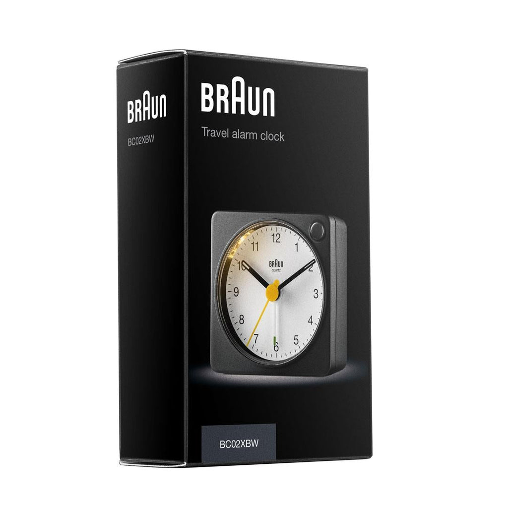Braun BC02XBW Réveil à Quartz Analogique, Noir et Blanc