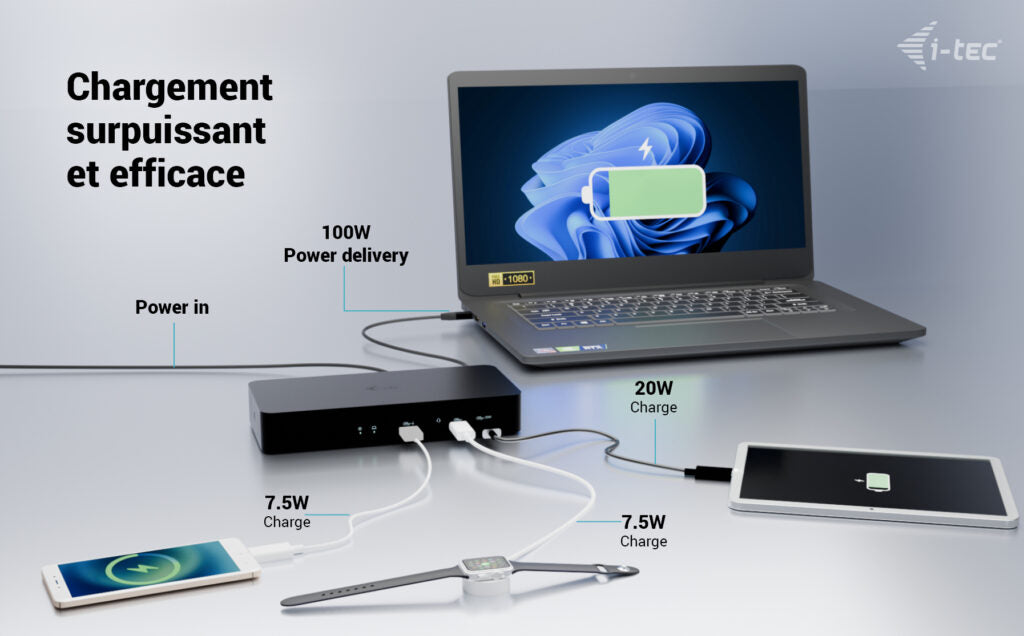 i-tec Station d'accueil Universelle Intelligent Dual Display Power Delivery 100W