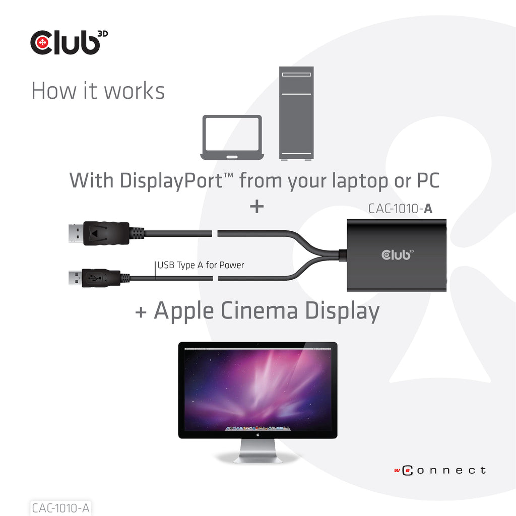 CLUB3D CAC-1010-A Câble Adaptateur DisplayPort vers DVI-D + USB, 0,6 m, Noir