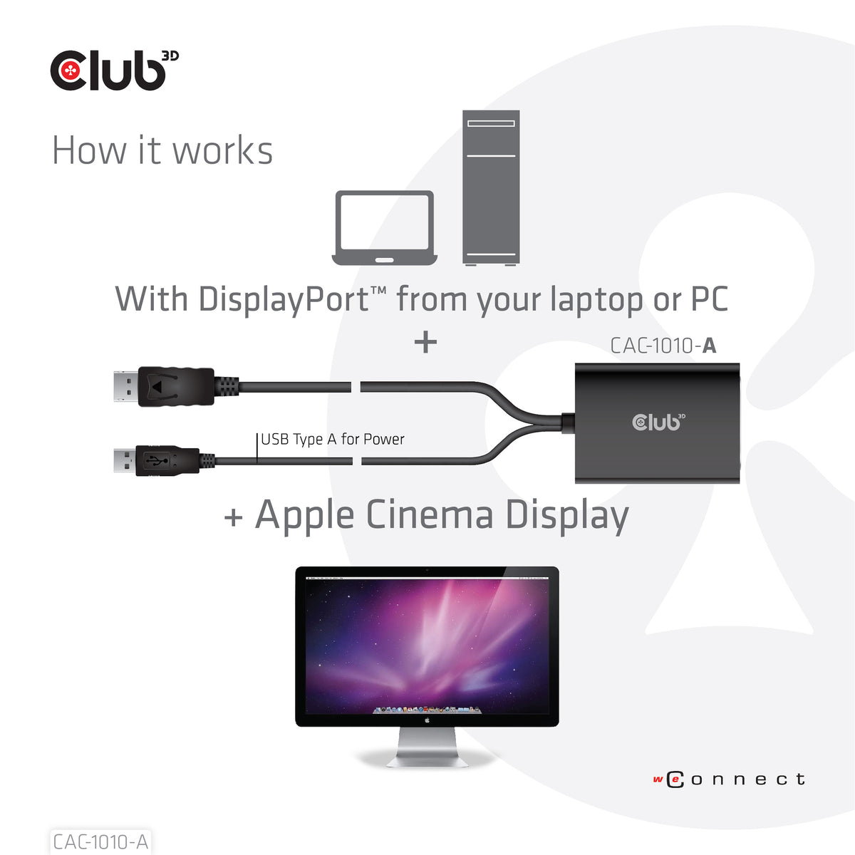 CLUB3D CAC-1010-A Câble Adaptateur DisplayPort vers DVI-D + USB, 0,6 m, Noir
