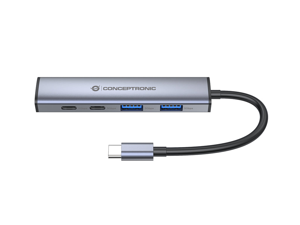Conceptronic HUBBIES22G Hub USB 3.2 Gen 1 Type-C, 5000 Mbit/s, Gris