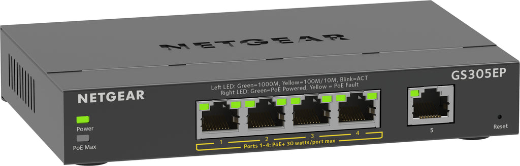 NETGEAR GS305EP Switch Gigabit Ethernet Géré L2/L3, 5 Ports RJ-45, PoE, Noir