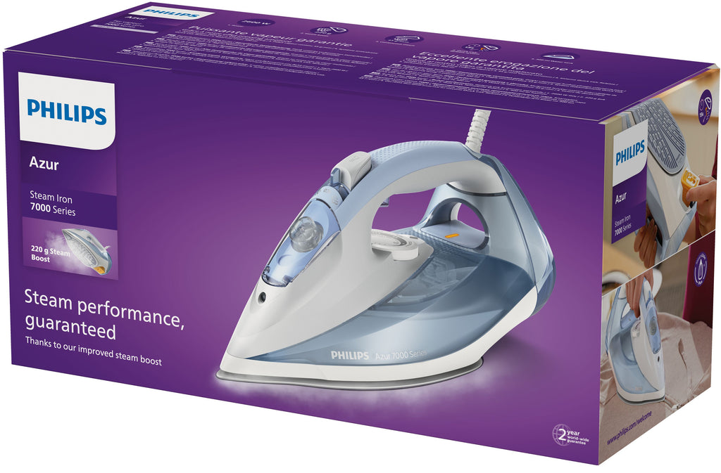 Philips 7000 series DST7011/20 fer à repasser Fer à vapeur Semelle SteamGlide Plus 2600 W Bleu
