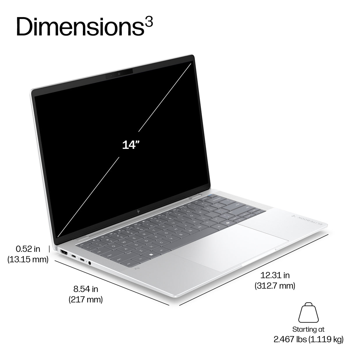 HP EBXG2a14AI RAI5435 14 pouces, 16GB RAM, 512GB SSD, LTE 5G, Nordics