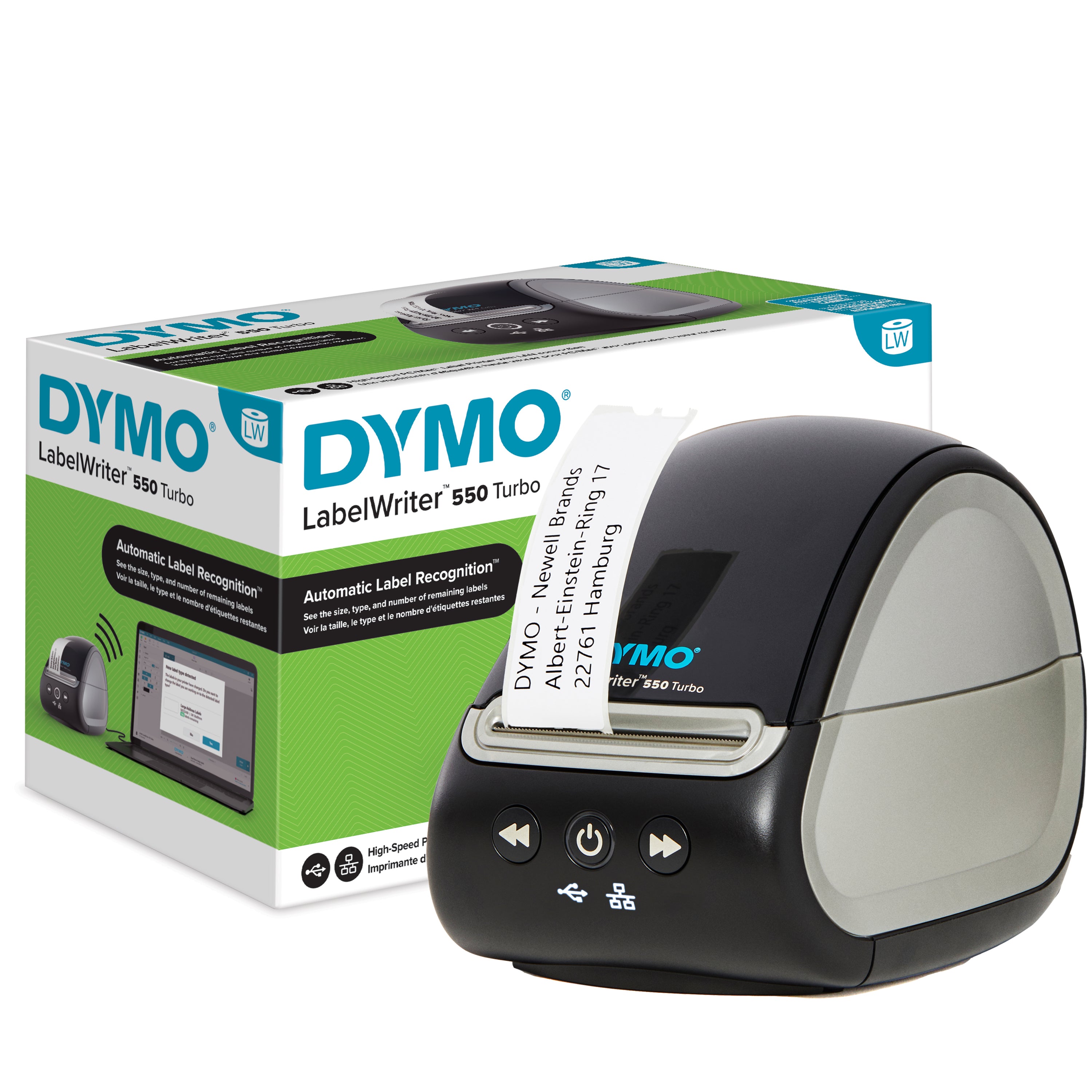 DYMO LabelWriter 550 Turbo imprimante d'étiquettes | Étiqueteuse avec impression thermique directe haute vitesse | Reconnaissance automatique des étiquettes | Imprime par connexion USB/LAN