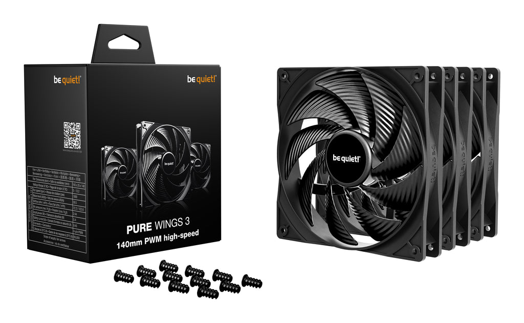 be quiet! Pure Wings 3 140 mm, Ventilateur PC Silencieux High-Speed, Pack de 3