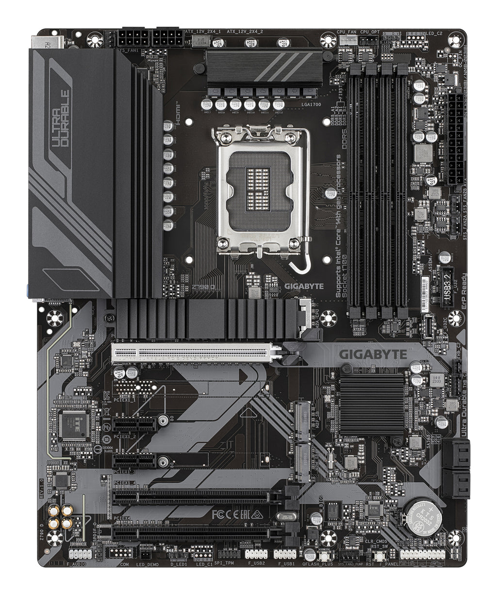 GIGABYTE Z790 D Carte Mère - Prend en charge les processeurs Intel Core de 14e génération, VRM numérique 12+1+1 phases, jusqu'à 7600MHz DDR5 (OC), 3xPCIe 4.0 M.2, LAN 2.5GbE, USB 3.2 Gen 2