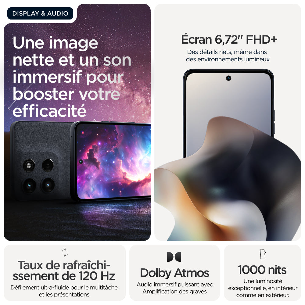 Motorola moto g56 5G 17,1 cm (6.72") Double SIM hybride Android 15 USB Type-C 8 Go 256 Go 5200 mAh Noir