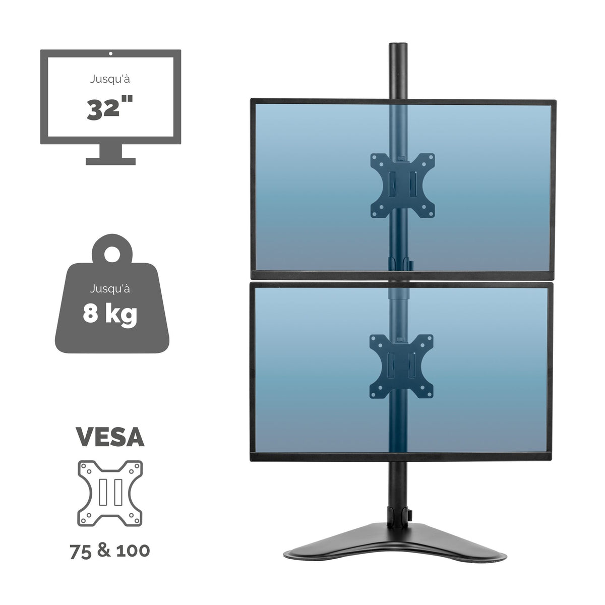 Fellowes Seasa Bras porte-écrans double vertical sur pied