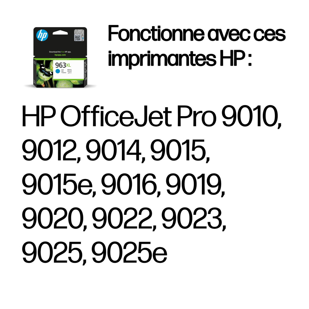 HP 963XL Cartouche d'encre cyan authentique, grande capacité