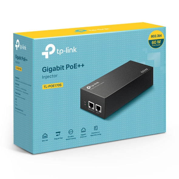 TP-Link Omada TL-POE170S Injecteur Gigabit Ethernet, 60W, Boîtier Métal
