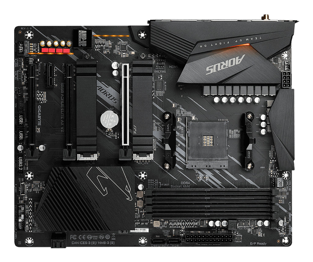 GIGABYTE B550 AORUS ELITE AX V2 Carte mère - Processeurs AMD Ryzen 5000, VRM 12+2 phases, jusqu'à 4733 MHz DDR4, 1xPCIe 4.0 + 1xPCIe 3.0 M.2, Wi-Fi 6E, LAN 2.5GbE, USB 3.2 Gen 2 - vue 2