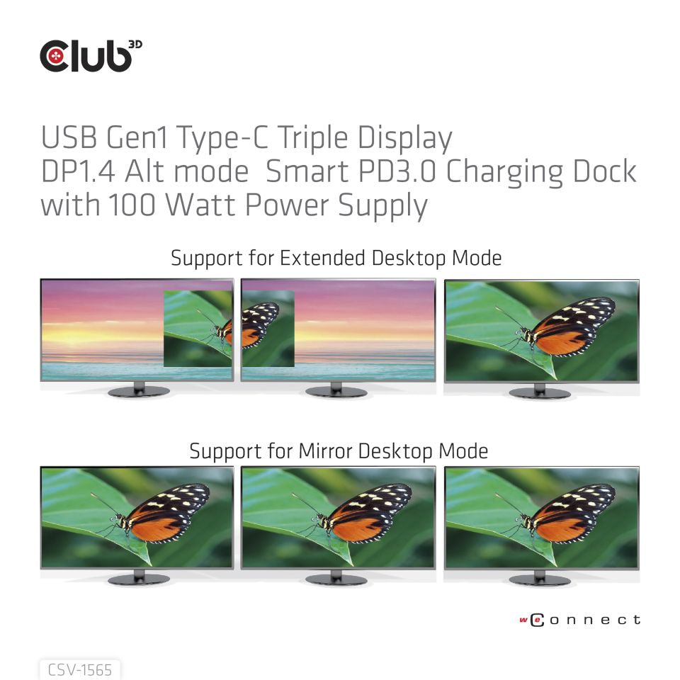 CLUB3D CSV-1565 Station d'accueil USB 3.2 Gen 1 (3.1 Gen 1) Type-C, Noir
