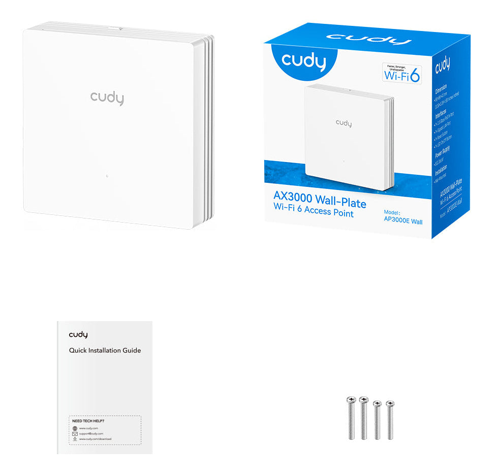 Cudy AP3000E Wall 2976 Mbit/s Blanc Connexion Ethernet, supportant l'alimentation via ce port (PoE)