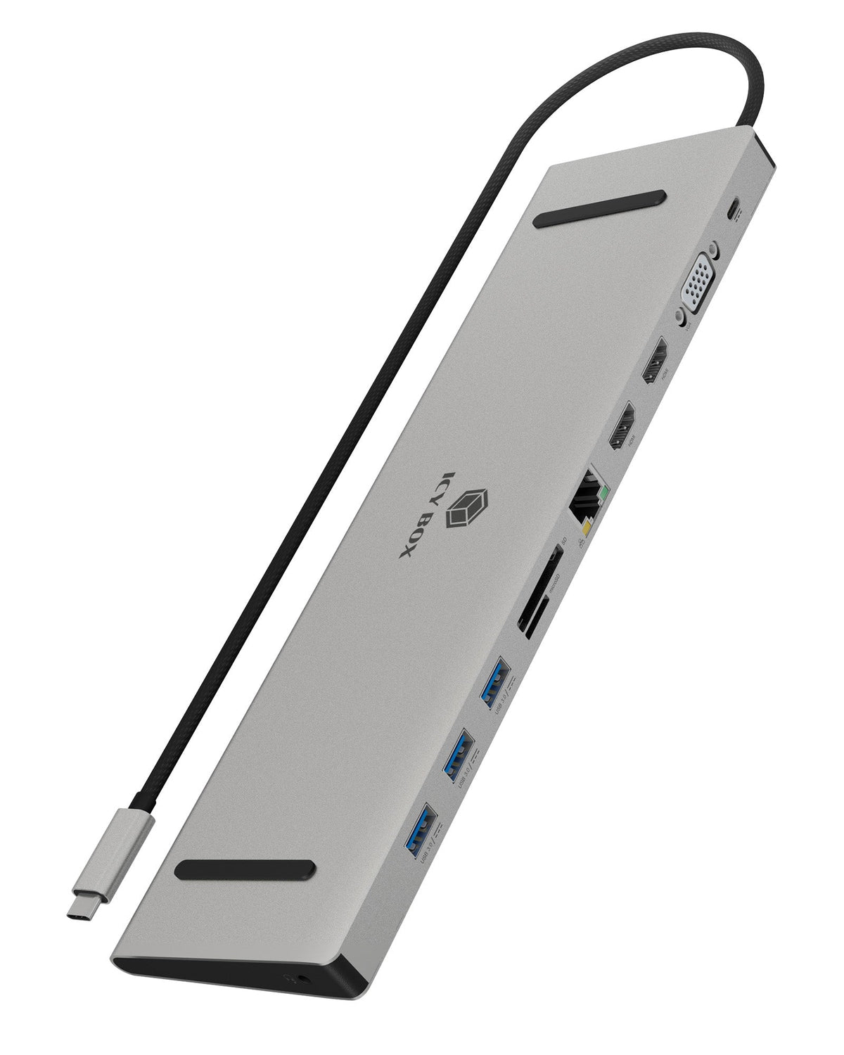 Station d'accueil USB-C IB-DK2106a-CPD, USB 3.2 Gen 1, Power Delivery 100W, Lecteur SD/MicroSD, Ethernet Gigabit, Anthra