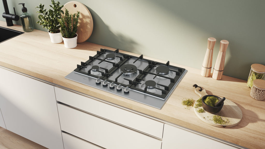 Bosch Bosch Serie 6 PCQ7A5I90 plaque Acier inoxydable Intégré 75 cm Gaz 5 zone(s)