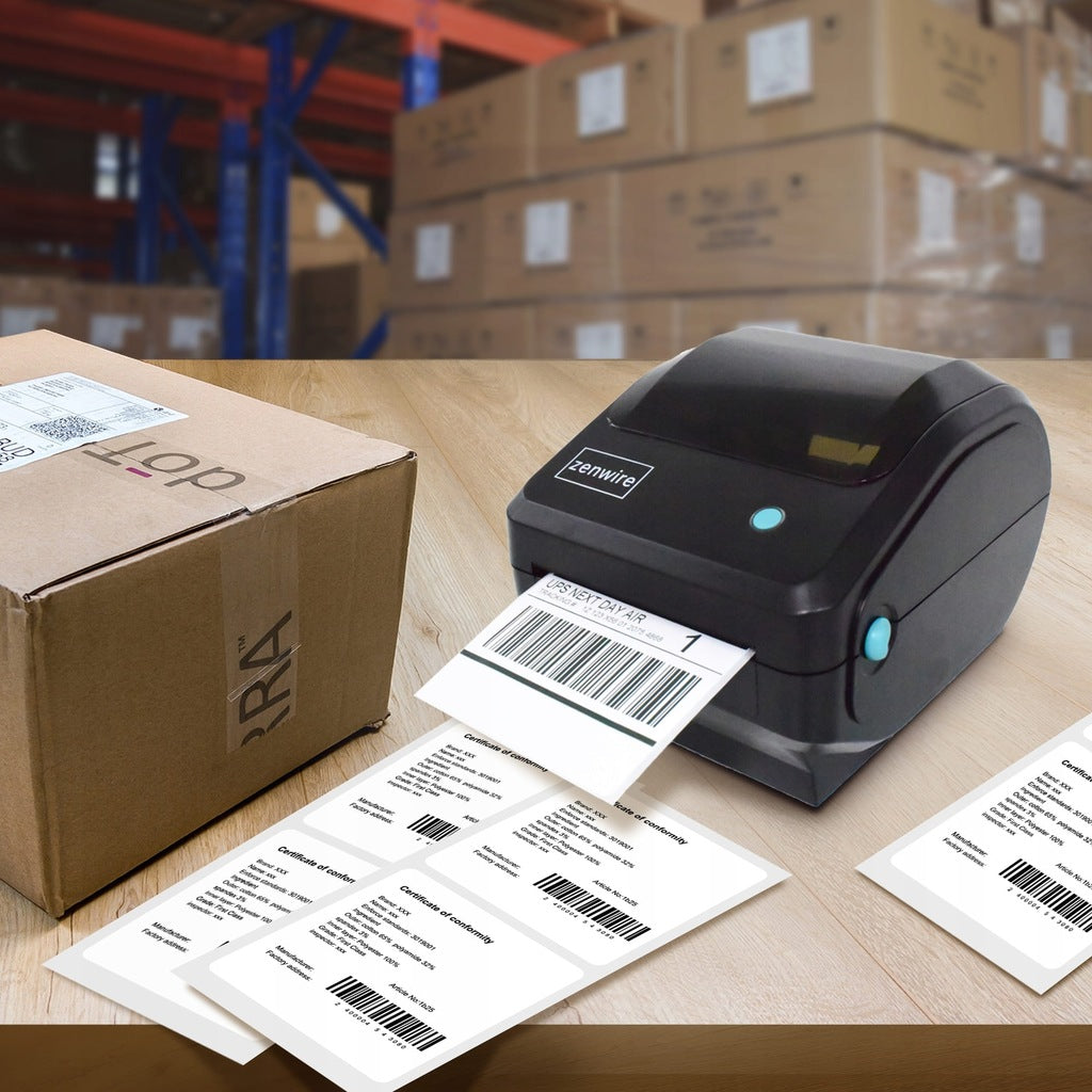 Mini-imprimante thermique pour étiquettes d'expédition autocollantes 100 x 150 mm, USB, Bluetooth, Wi-Fi, Zenwire TD-401
