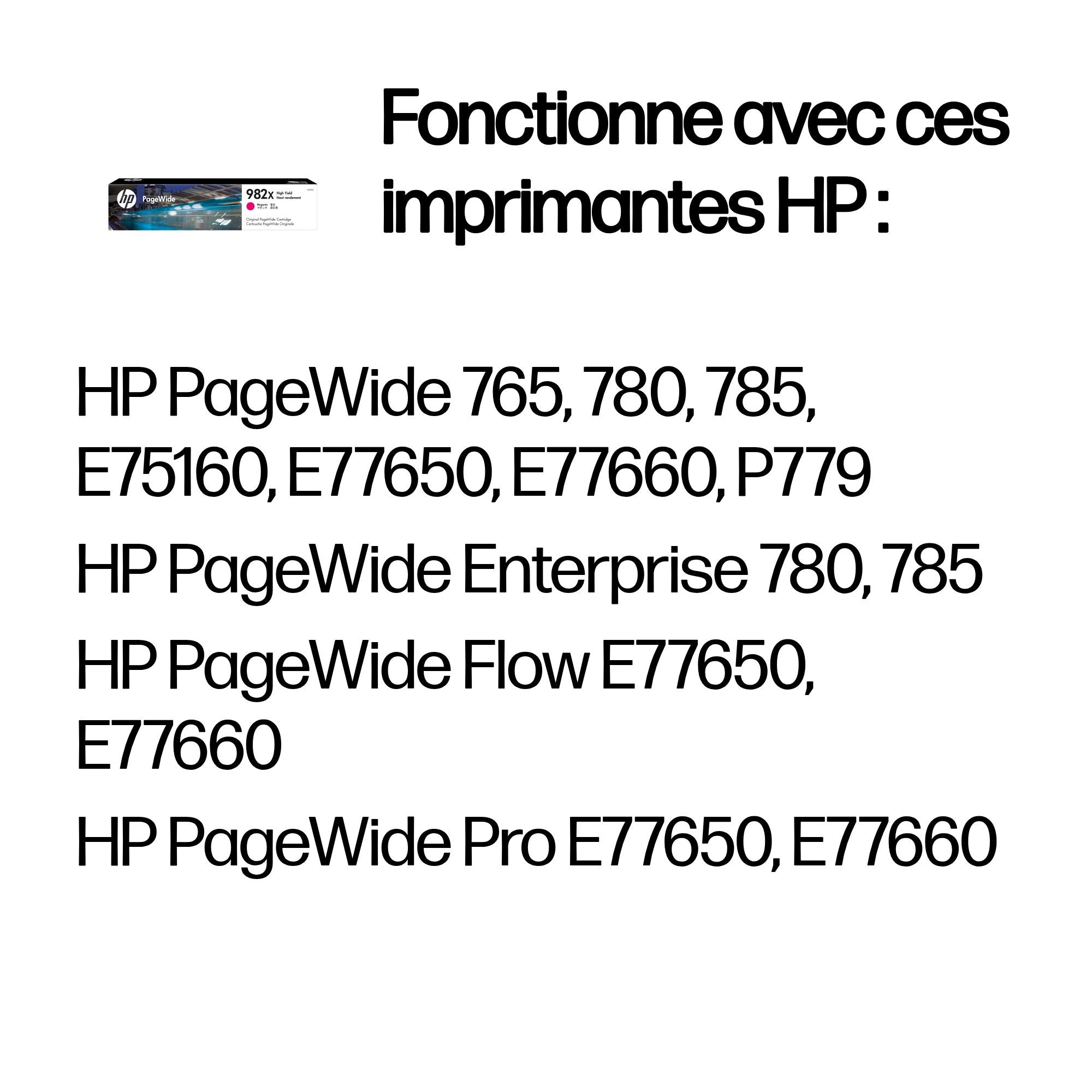 HP Cartouche d’encre magenta PageWide 982X grande capacité authentique