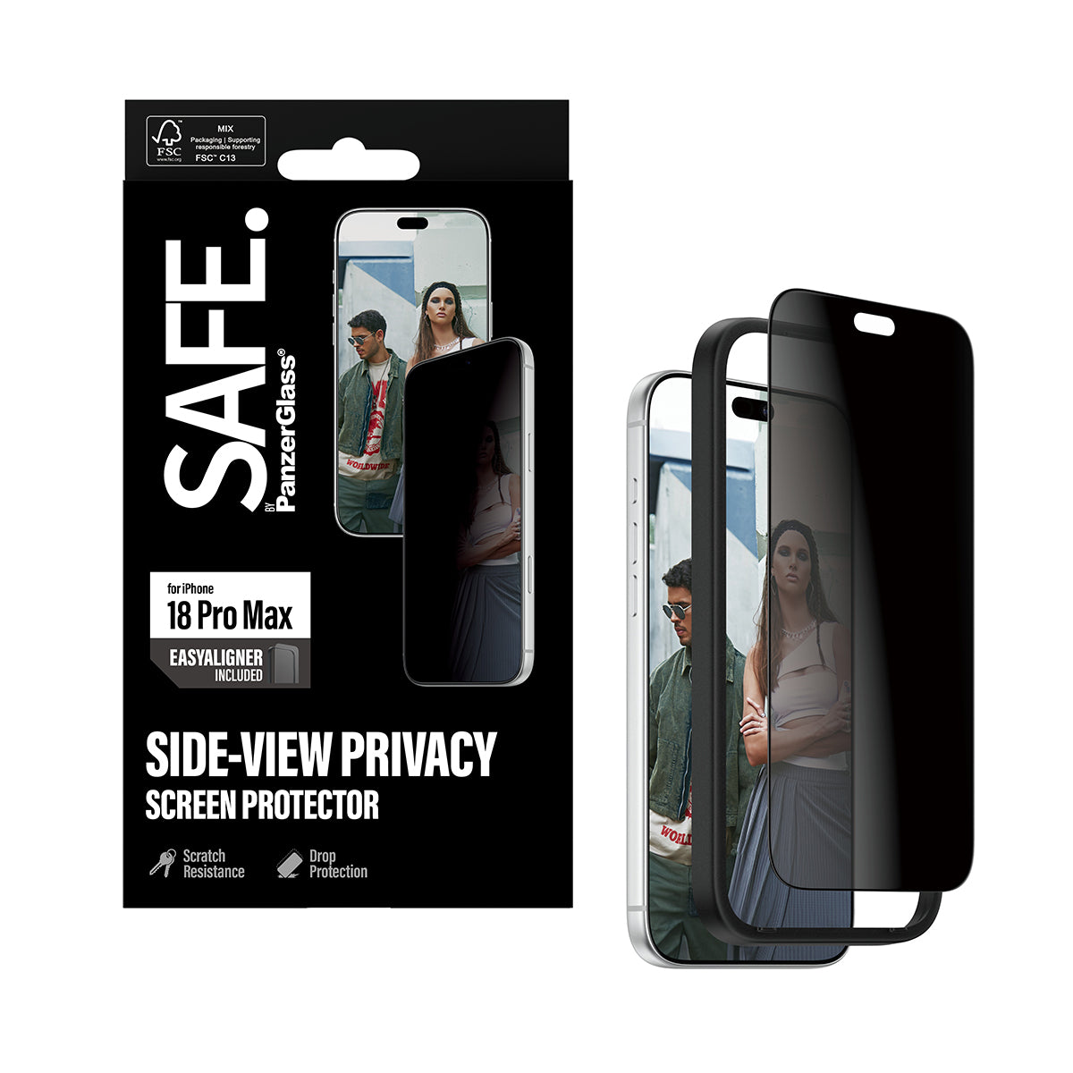 PanzerGlass SAFE. by ® Privacy Screen Protector iPhone 2026 Pro Max | Ultra-Wide Fit m. EasyAligner Protection d'écran t