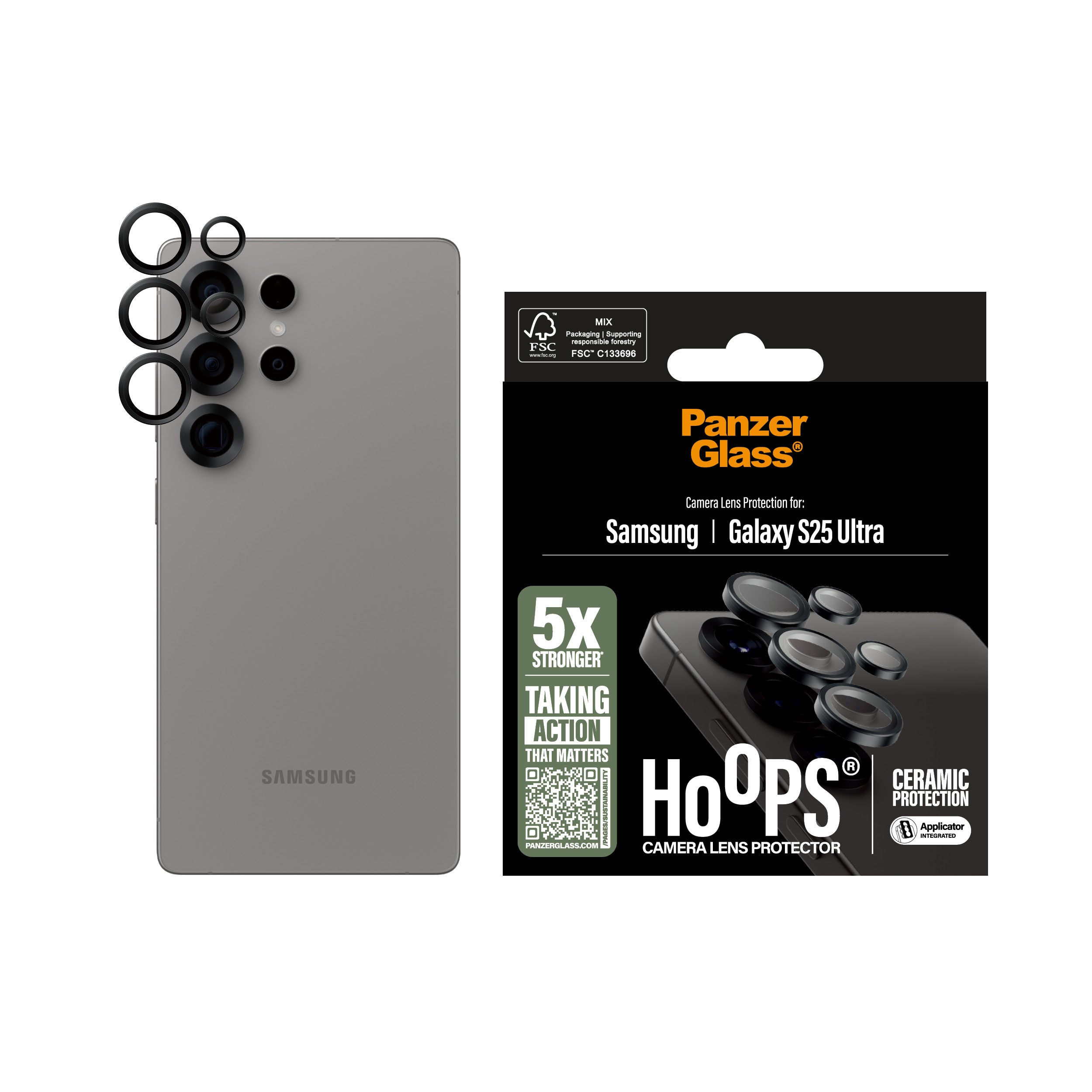 PanzerGlass ® Hoops® Ceramic Camera Lens Protector Samsung Galaxy S25 Ultra Protection d'écran transparent 1 pièce(s)