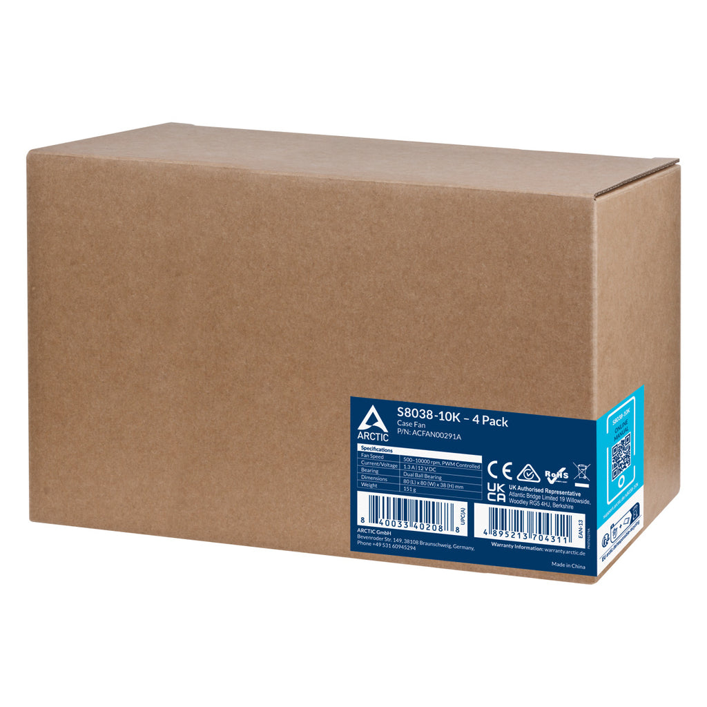 ARCTIC S8038-10K Processeur Ventilateur 8 cm Noir 4 pièce(s)
