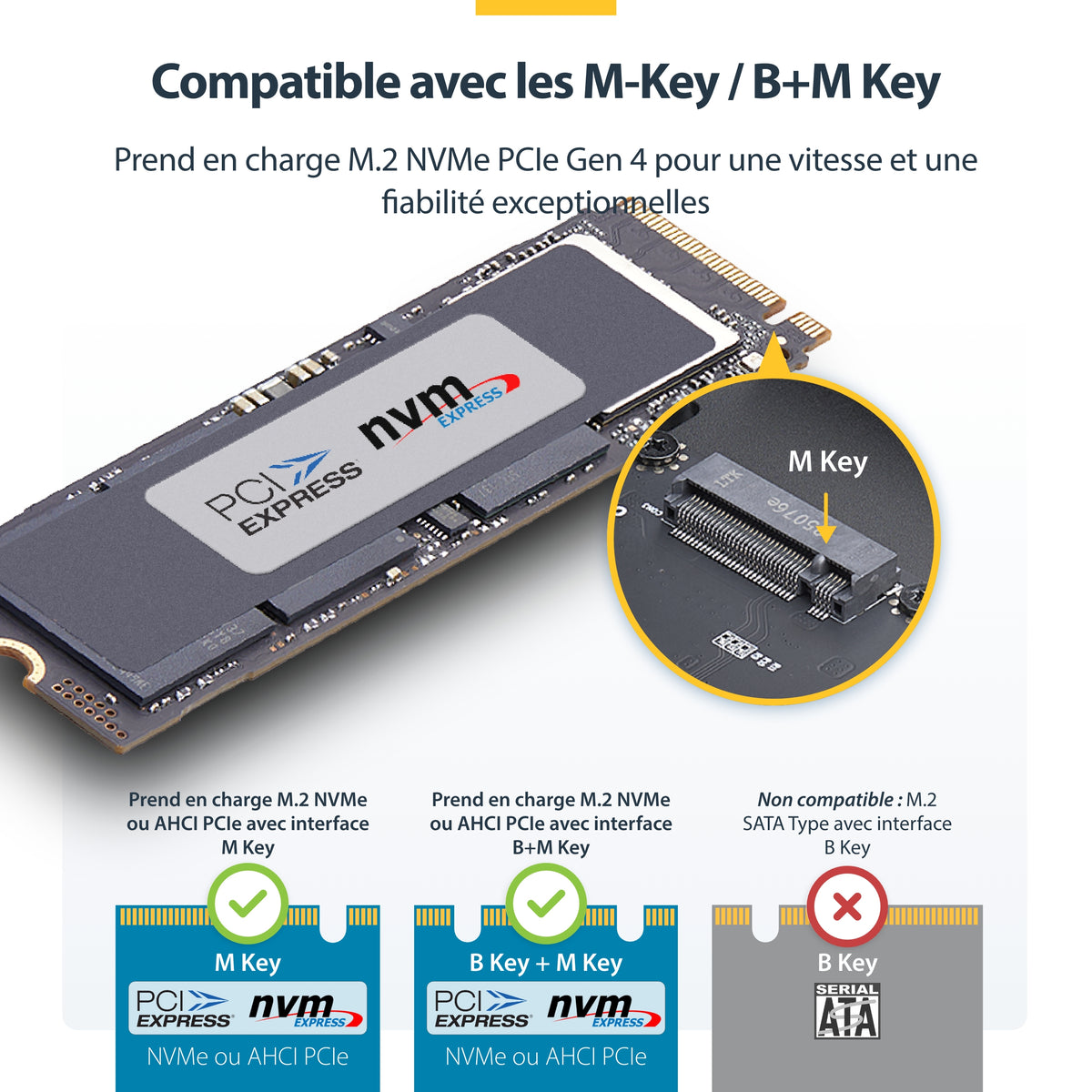 StarTech.com Boîtier SSD NVMe Externe USB4 M.2, 40 Gbps, Aluminium, B+M/M-Key