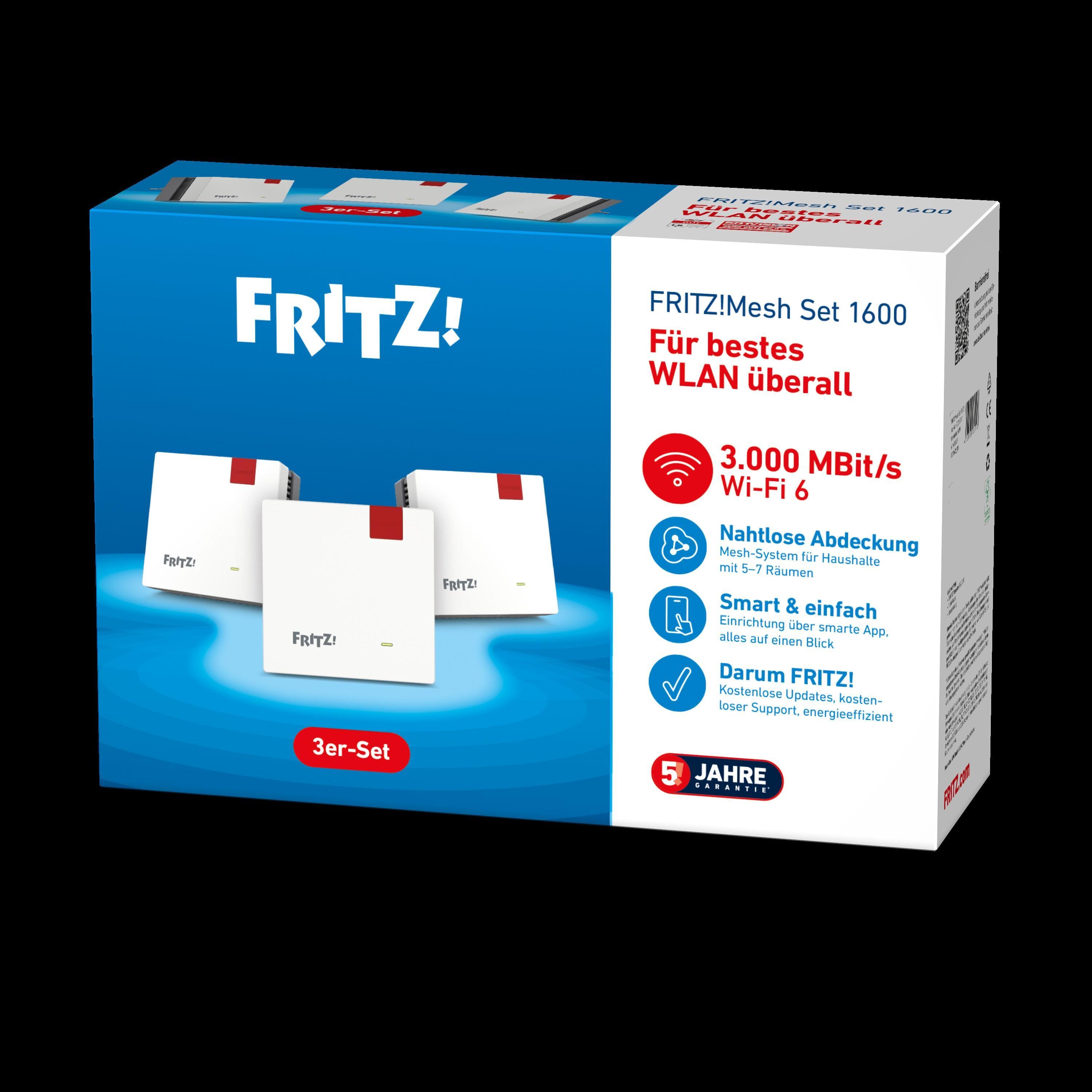 Mesh Set 1600 Bi-bande (2,4 GHz / 5 GHz) Wi-Fi 6 (802.11ax) Rouge, Blanc 1 Interne